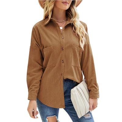 China Cheap QUICK DRY Overcoat Girls Autumn and Winter New Women's Casual Button Corduroy Shirt Long Sleeve Coat for Women for sale