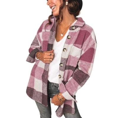 China Stylish plaid women QUICK DRY coat cardigan shirt women autumn and winter style new breasted casual coat for women for sale