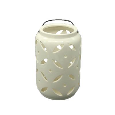 China ODM Modern Simple White Large Hanging Home Decor Oil Burner Candle Lanterns Ceramic Sconce Lanterns for sale