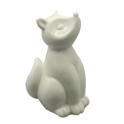 China Handmade Antique Small Ceramic Animal Statues Porcelain White Fox Figurine From Europe for sale