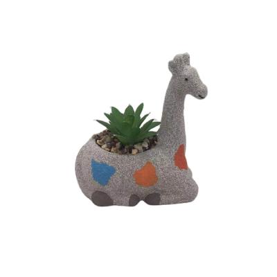 China Small Giraffe Flower Vase Desktop Indoor Ceramic Animal Plant Decoration Modern Tabletop Succulent Pots for sale