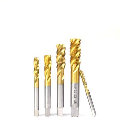 China High Speed ​​Steel Titanium Clad HSS Thread Spiral Groove Tap For Machining Threads, Tapping And Repairing Internal Threads for sale