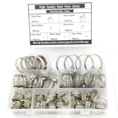 China 60PCS General Industry Boxed American Stainless Steel Pipe Clamp Combination Kit, Joint Pipe Clamp Groove For Pipe Clip Connection for sale