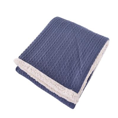 China High Quality Thick Soft Fleece Cozy Knitted Blankets Anti-Static For Couch Sofa Bed Coverlet Customized Color Sherpa All Season Blanket for sale