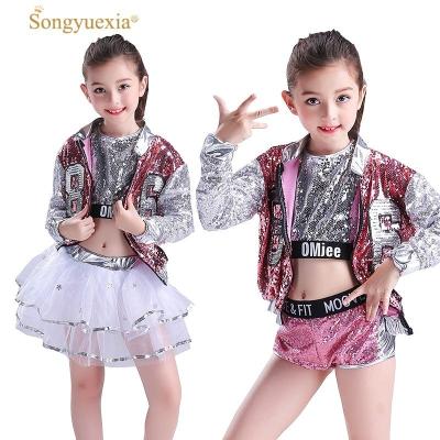 China Songyuexia Model New Paillette Modern Dance Party Show Service Children's Dancer Sets Korean Hop Hop Dance Performance for sale