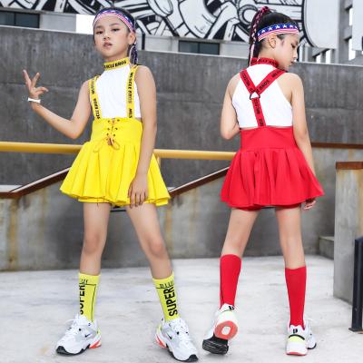 China Children's hip-hop clothing T-shirt jazz dancewear city clothing sets mini turtle neck short skirt sleeveless tights for sale