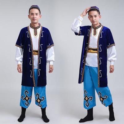 China 2022 New Men's Kazakh Xinjiang Dance Show Clothing Adult Hui Uygur Ethnic Group Ethnic Minority Clothes And Accessories B01 for sale