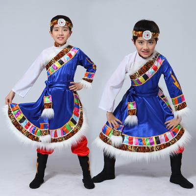 China Man Children Zang Or Tibetan People Dance Show Clothing And Accessories Mongolian Male Adult Stage Performance B01 for sale