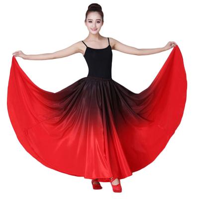 China Flamenco Skirt Women Flamenco Skirt Dresses Spanish Gradient Color Performance Lady Belly Skirt for sale