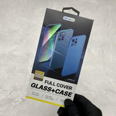 China Recycled Materials Packaging Box For Apple 12 Pro Max All In One Tempered Glass 360 Full Coverage Case + Glass Case Screen Protector Protector for sale