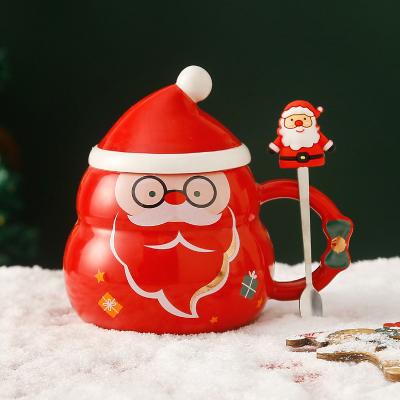 China Newest Designs Disposable Green Color Christmas Red White Ceramic Material Cup With Spoon for sale