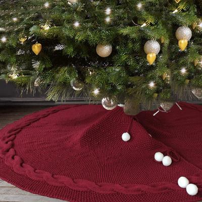 China Manufacturer 122cm 52inch Christmas Tree Classic Hot Sale Red Tree Decoration Wholesale Indoor Luxury Knitting Skirt Ornaments And White for sale