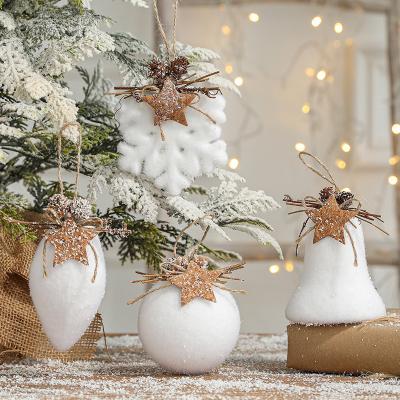 China Popular New Year's Eve Radish Snowflake Bauble Decorations Moss Ball Shaped Moss Tree Hanging Christmas Ornaments Supplies Pendant for sale