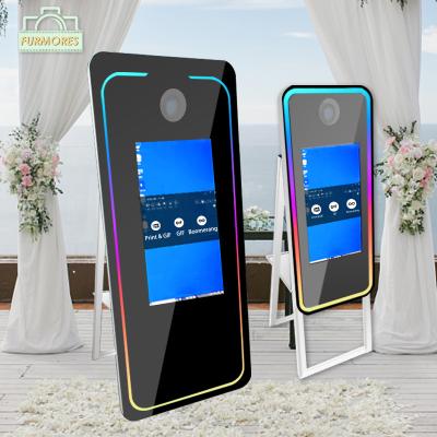 China Wedding Event Mirror Photobooth Shell Machine Camera Printer Portable Magic Mirror Selfie Photo Booth Kiosk led Touch Screen 22/32'' for sale