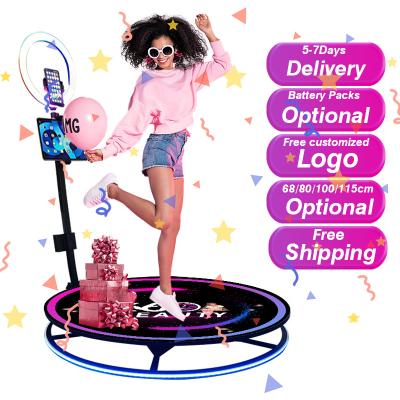 China SDK 360 Photo Booth Show The Hair For Customers Intelligent Remote Control Light RGB Slow Motion Rotating 360 Visual Booth for sale