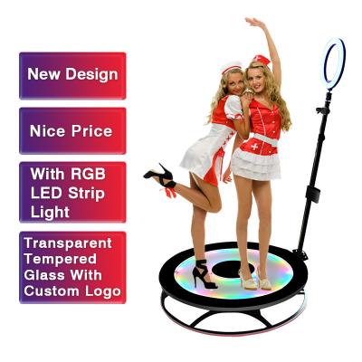 China 2021 New Design Part Clear Tempered Glass With LOGO Custom Ringlight 360 Degree Photo Booth Auto 360 Photo Booth for sale