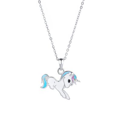 China 2023 FASHIONABLE Unicorn Girls Jewelry Set Sterling Silver Pendant Jewelry Children's Cartoon Pendant Jewelry for Girls Women for sale