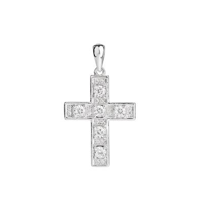 China CLASSIC 925 Silver Pop Diamond Surround Cross Square Pendant Hip Hop Gift Ready To Ship for sale