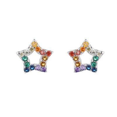 China 2023 New TRENDY Earrings 925 Sterling Silver Jewelry Fashion Stud Earrings Rainbow Star Stud Earrings for sale