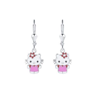 China Fashionable Cute Jewelry Loverly Cat Girls Sterling Silver Stud Earrings For Girls for sale