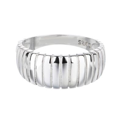 China 2023 Retro Punk Popular Creative Stripe Ring Sterling Silver Jewelry Men's Shiny Simple Wire for sale