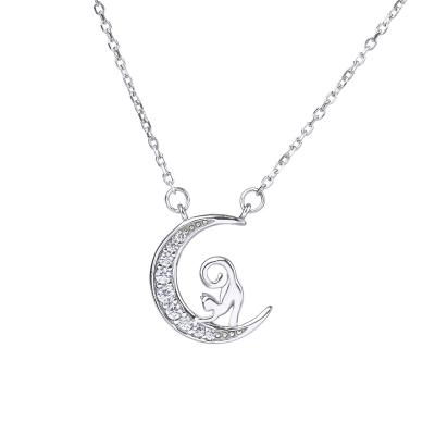 China 2023 new moon TRENDY Cat Pendant Necklace Christmas Gifts fashion S925 Sterling Silver Jewelry for women for sale