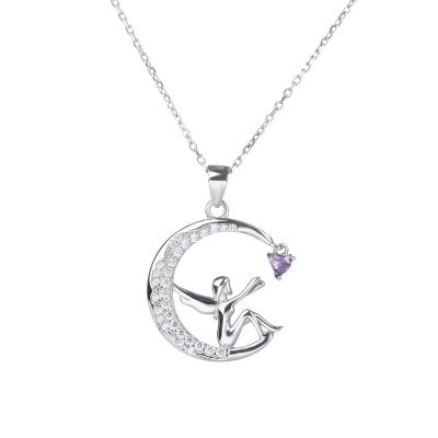 China 2023 New Trendy Fashion S925 Sterling Silver Jewelry Beautiful Angel Pendant Necklace Christmas Gifts For Women for sale