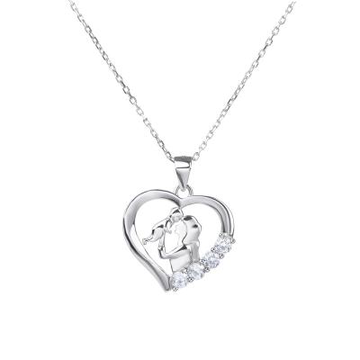 China 2023 New TRENDY S925 Sterling Silver Jewelry Mother and Baby Necklace Women Mother's Day Pendant Gift for sale