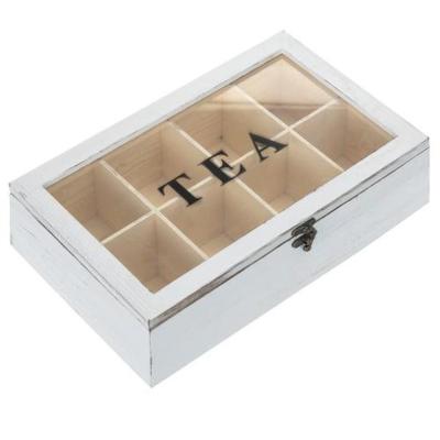 China America Wooden Tea Bag Organizer Box Tea Box Storage Organizer with Clear Lid Tea Bag Storage Chest for sale