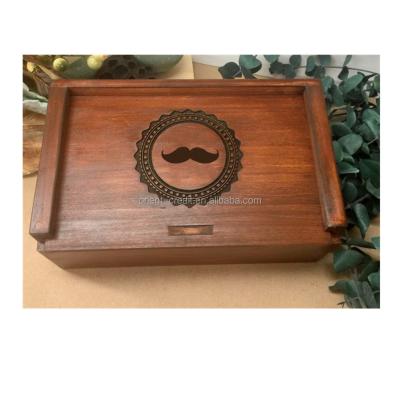 China America Walnut Color Wooden Storage Box Groomsman Box Gift For Dad Memory Box Man's Gift for sale