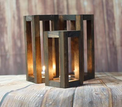 China Rustic Wooden Europe 3 Candle Lantern, Wedding Jar Lantern for sale