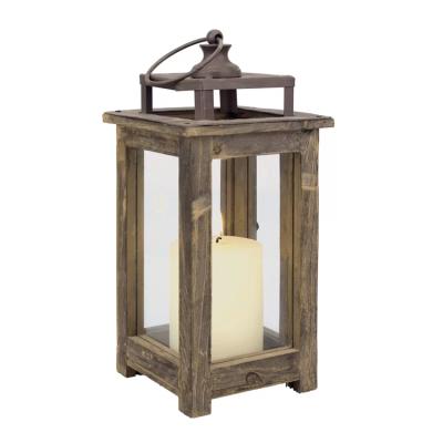 China Europe rustic wooden pillar lantern for candles for sale