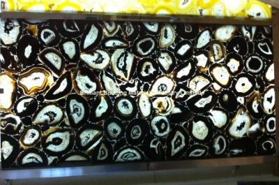 China Backlit Semiprecious Stone Black Agate Slab Panel for sale