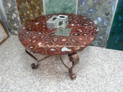 China Red Agate Semiprecious Stone Round Table Top for sale