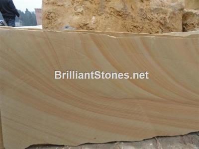 China Yellow Wooden Sandstone Slab(Random Veins) for sale