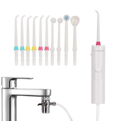 China Non-Electric Dental Flosser Car Water Irrigation Sets Oral Water Flosser Tongue Cleaner Oral Jet Flosser With 10 Nozzle Tips For Family for sale