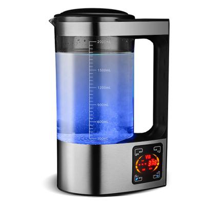 China Healthy Kettle High Borosilicate Hotel 2L Glass Hydrogen Maker Rich Water Generator Alkaline Water Ionizer with SPE and PEM Technology for sale