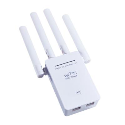 China Indoor Supplement, 2.4 and 5GHz Dual Band Signal Booster 1200Mbps WiFi Booster Amplifier WiFi Range with 4 External Antennas Wireless Repeater for sale