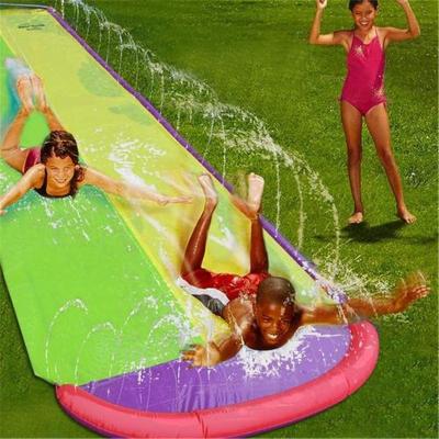 China Inflatable Double Surf Water Slide Kids Slides With 2 Racing Lanes With Water Splash Sprinkler Accident Protection Summer Slides Swimming Pools For Kids for sale