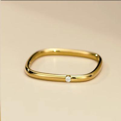 China Rings Jewelry Women Men Couple Ring Stainless Steel Square Ring with Zirconia for sale