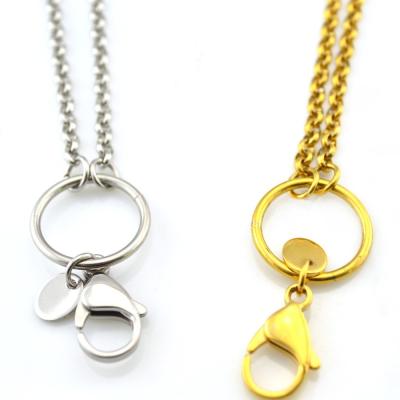 中国 Stainless steel silver and gold floating glass locket Rolo chain 24'' 販売のため