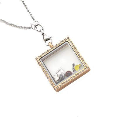 中国 square floating glass Locket pendant ,Alloy Material Type open locket floating locket 販売のため