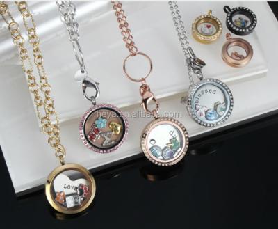 Κίνα round stainless steel wholesale floating locket with CZ stone προς πώληση