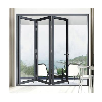 China Sound Insulation Customized Waterproof Exterior Aluminum Glass Sliding Bi Folding Door for sale