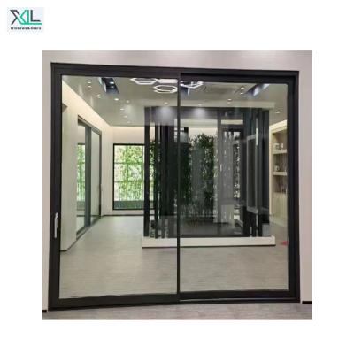 China Custom Modern Thermal Aluminum Narrow Frame Glass Elevator Black Lliding Exterior Door Large Sound Insulation Break and Slide Doors Villa Elevator Door for sale