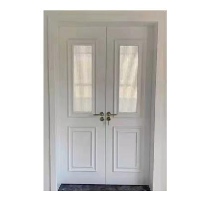 China Sound Insulation Internal Wooden Door Painting Solid Wood Interior Door Double Sliding Glass Wooden Door for sale