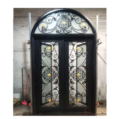 China Custom Made Modern Exterior Double Doors Anti-theft Security Metal Front Door Metal Front Entry Wrought Iron Front Door for Home for sale