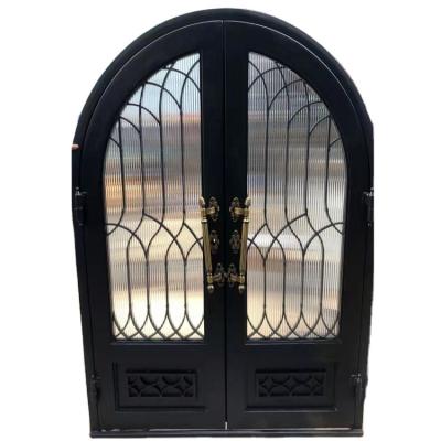 China Custom Made Modern Exterior Double Doors Anti-theft Security Metal Front Door Metal Front Entry Wrought Iron Front Door for Home for sale