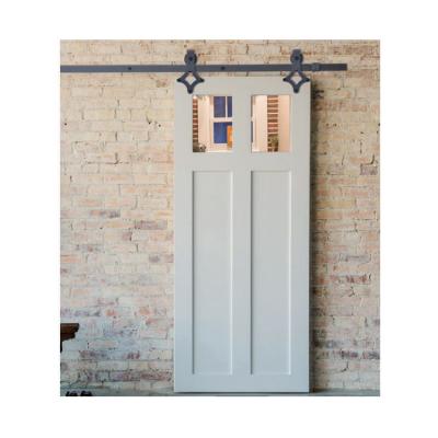 China Sound Insulation America Simple Style Wooden Barn Doors Interior Glass Sliding Barn Door for sale