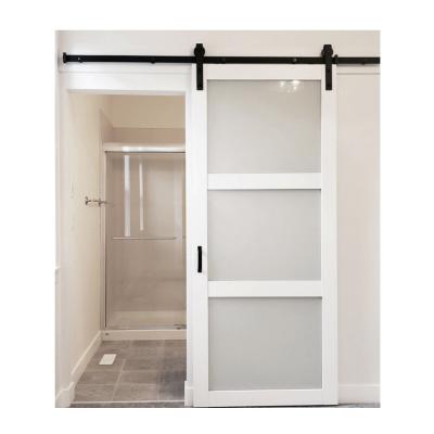 China Sound Insulation America Simple Style Wooden Barn Doors Interior Glass Sliding Barn Door for sale